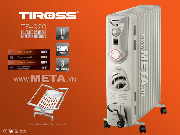 Máy sưởi dầu Tiross 11 thanh TS920