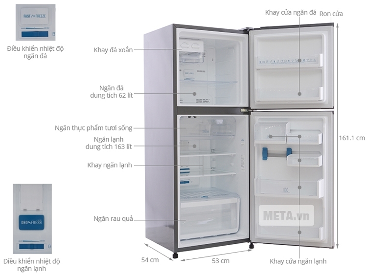 Cấu tạo của tủ lạnh 230 lít Electrolux ETB2300PE-RVN.