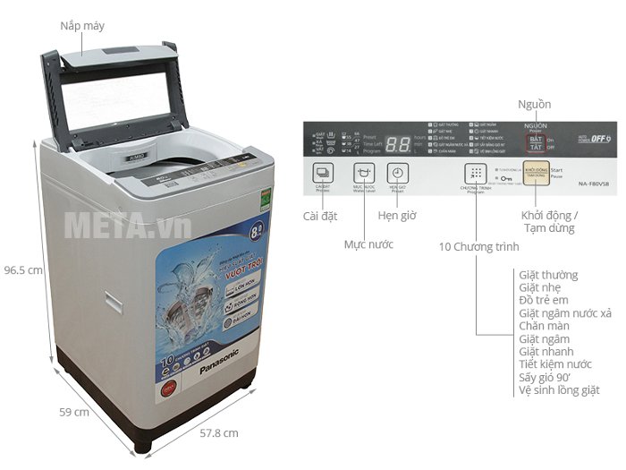 Cấu tạo của máy giặt cửa trên 8 kg Panasonic NA-F80VS8HRV