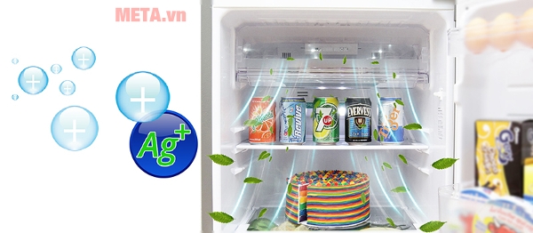 Sử dụng tinh thể bạc Ag+ giúp tủ lạnh sạch khuẩn và không có mùi khó chịu.