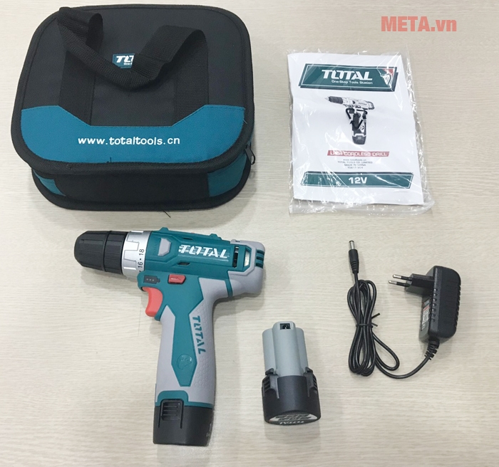 Trọn bộ Máy khoan vặn vít dùng pin Total TDLI228120 Total TDLI228120