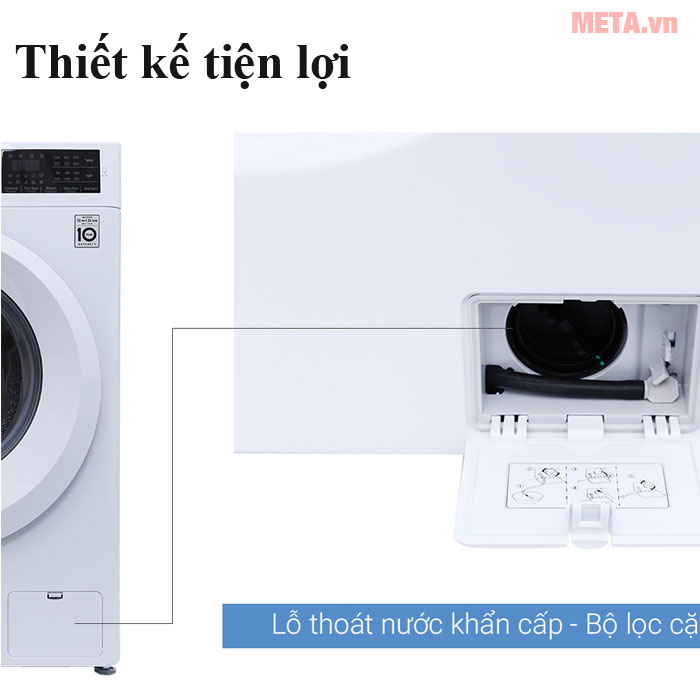 Máy giặt với lỗ thoát nước 