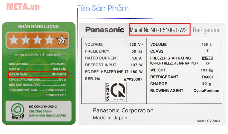 Hướng dẫn sử dụng bảng điều khiển trên tủ lạnh Panasonic Cách xem tên sản phẩm trên tủ lạnh