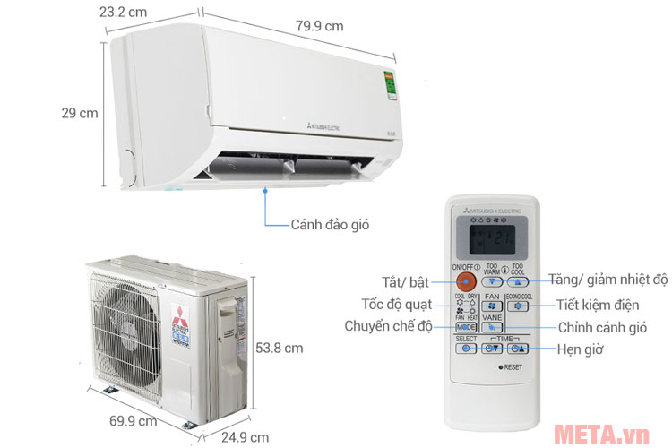 Điều hòa 2 chiều Mitsubishi 9000BTU Electric Inverter MSZ-HL25VA