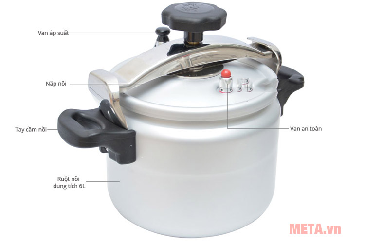 Cấu tạo của Nồi áp suất 2 tay cầm Supor YG24 Cấu tạo của Nồi áp suất