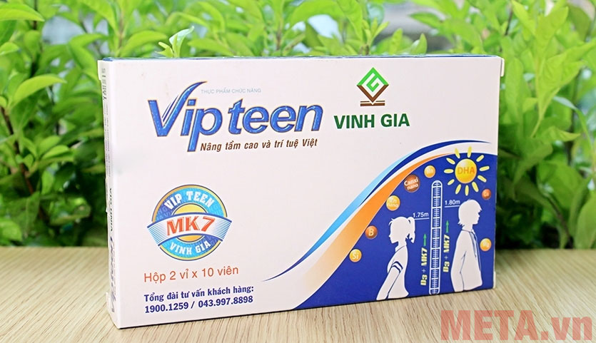 Vipteen Vinh Gia - Phát triển chiều cao và hỗ trợ hạn chế nguy cơ còi xương, thấp còi ở trẻ (Hộp 20 viên)