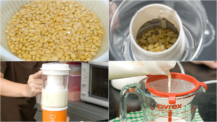 Làm sữa đậu nành bằng máy xay sinh tố