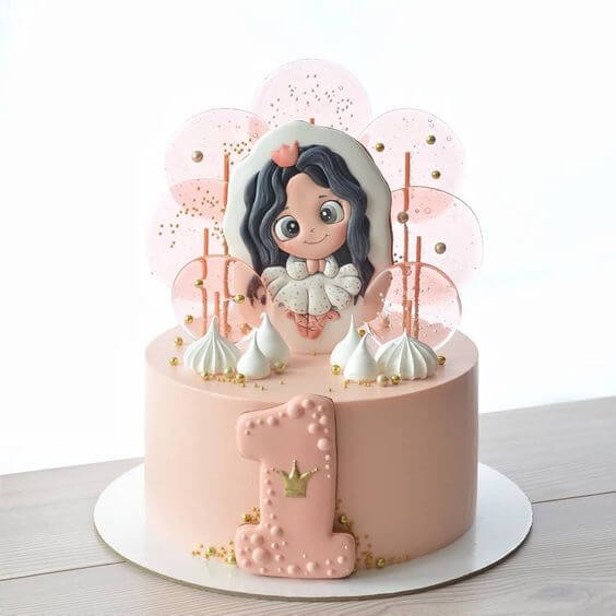 Bánh sinh nhật con gái yêu tròn 1 tuổi với tông màu hồng xinh xắn