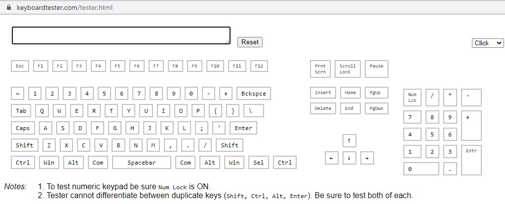 Công cụ test bàn phím Keyboard Tester