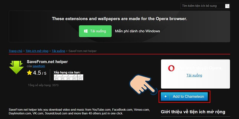 Sử dụng tiện ích Chameleon để tải video trên YouTube về máy tính bằng Chrome