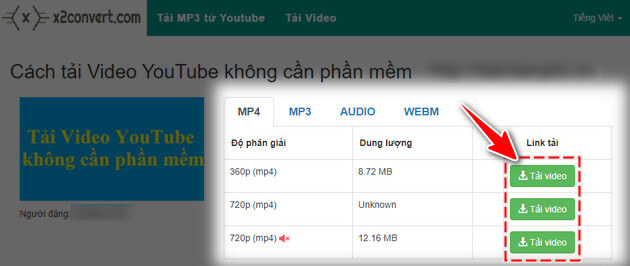 Sử dụng ứng dụng X2Convert để tải video trên YouTube về máy tính bằng Chrome