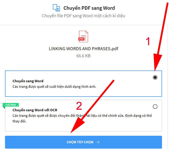 Chuyển PDF sang Word bằng Smallpdf