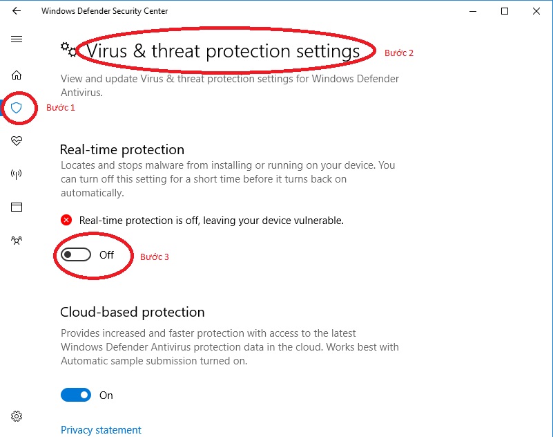 Tắt phần mềm diệt virus Win 10 tạm thời