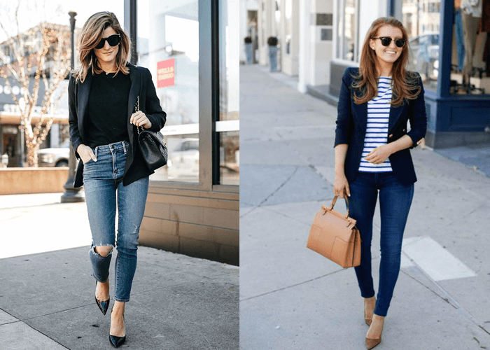 Blazer mix với quần jeans