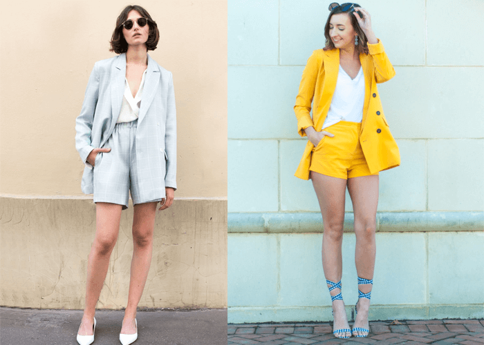 Blazer mix với quần ngắn (shorts)