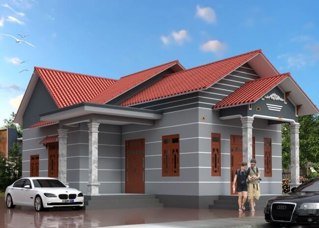 Cách phối màu sơn mặt tiền nhà ngoài trời đẹp cho nhà cấp 4