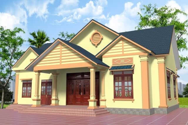 Cách phối màu sơn mặt tiền nhà ngoài trời đẹp cho nhà cấp 4