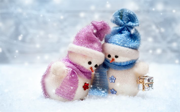Ảnh chúc Noel đẹp hình cặp đôi người tuyết xinh xắn.
