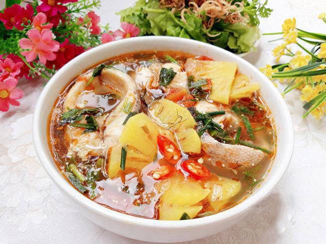 Thành phẩm món canh chua cá lóc