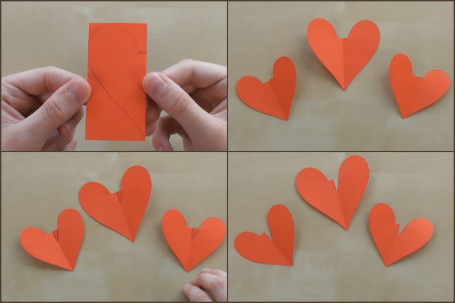 Cắt giấy thành hình trái tim