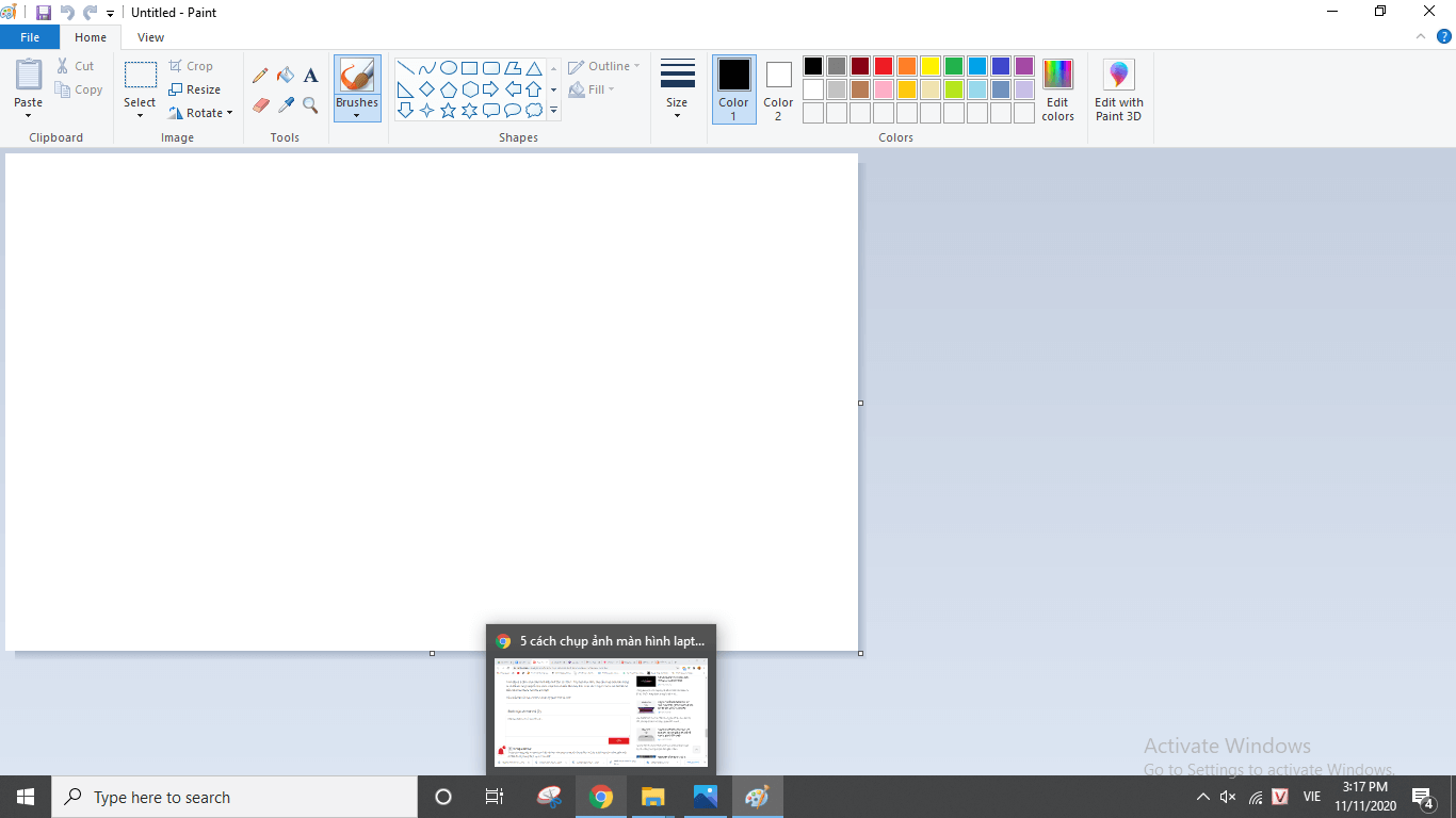 Cách chụp màn hình máy tính bằng ứng dụng Paint