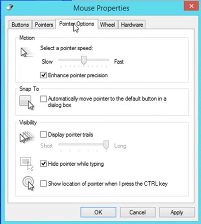 Cách chỉnh tốc độ chuột Win 8