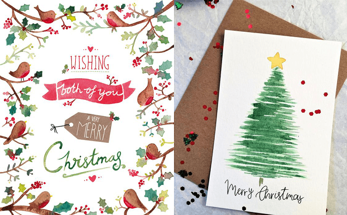 Một số mẫu vẽ thiệp Giáng Sinh đơn giản và dễ thương