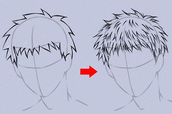 Cách vẽ tóc nam anime