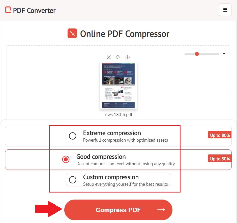 Cách nén file PDF online miễn phí với PDF Converter