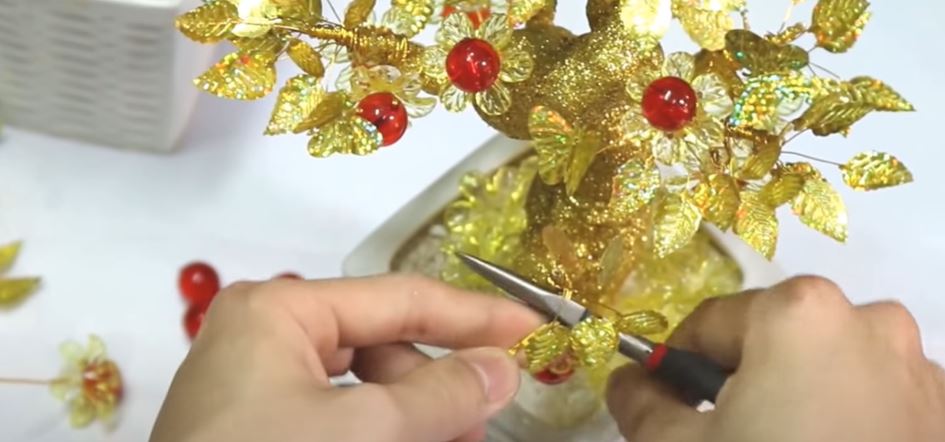Cách làm cây kim tiền vàng pha lê đẹp lung linh
