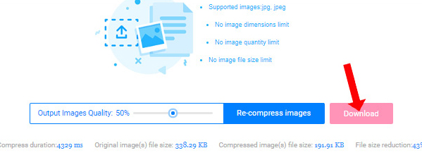 Nhấn “Download” để tải ảnh đã nén về máy tính