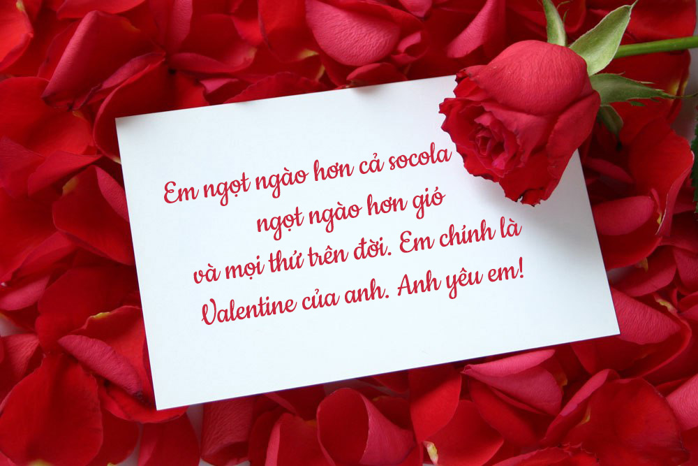 Thiệp hoa hồng Valentine lãng mạn