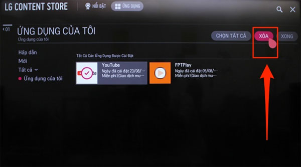Xử lý tivi LG không xem được YouTube