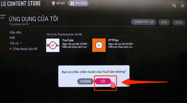 Xử lý tivi LG không xem được YouTube