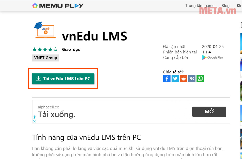 Nhấn tải VnEdu LMS trên PC