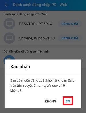 Cách đăng xuất chat.zalo.me trên điện thoại, máy tính