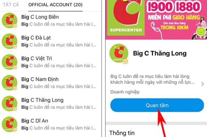 Cách đặt mua hàng Big C online