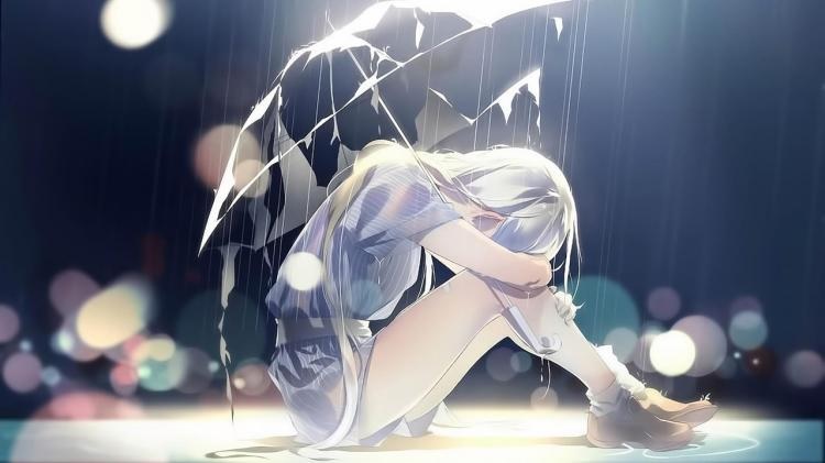 Hình ảnh anime khóc trong mưa
