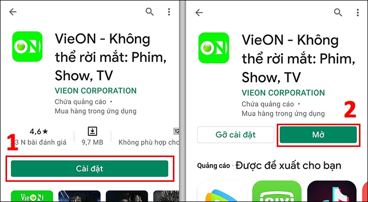 Hướng dẫn tải VieON, đăng kí VieON, sử dụng VieON