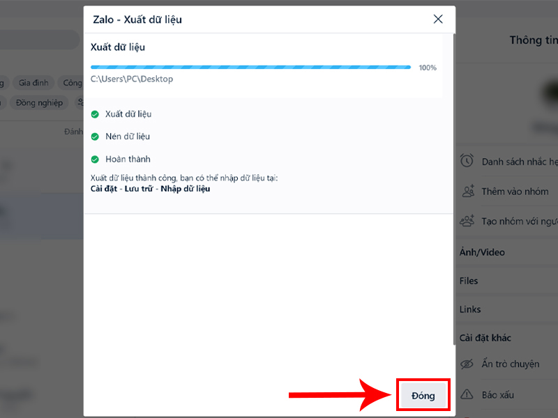 Cách sao lưu tin nhắn Zalo trên PC