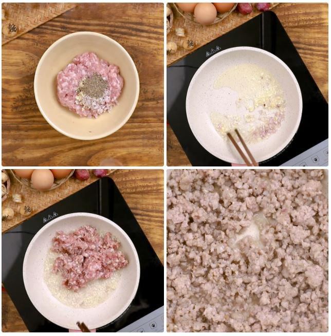 Cách làm trứng hấp thịt nấm