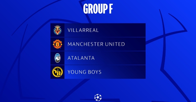 4 đội bóng góp mặt tại bảng F Cúp C1 châu Âu UEFA Champions League 2021/22: Villarreal, Manchester United, Atalanta, Young Boys.