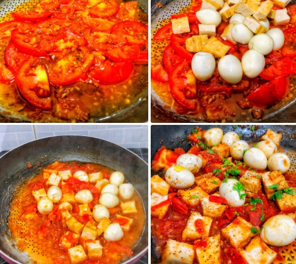 Cách làm trứng cút xào cà chua đậu hũ