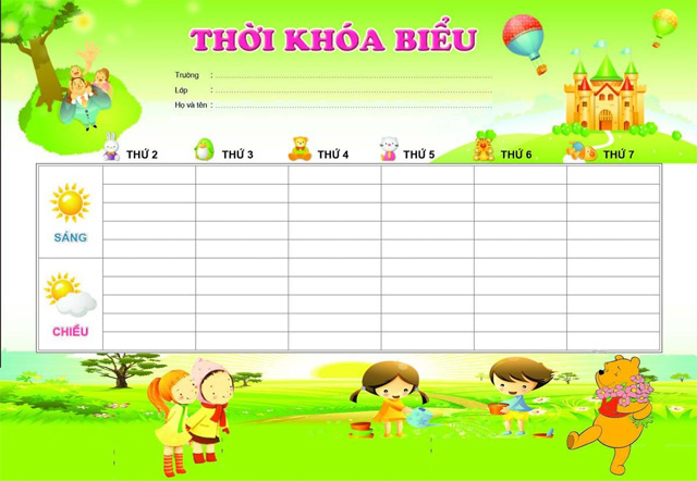 Mẫu thời khóa biểu Word đẹp 4