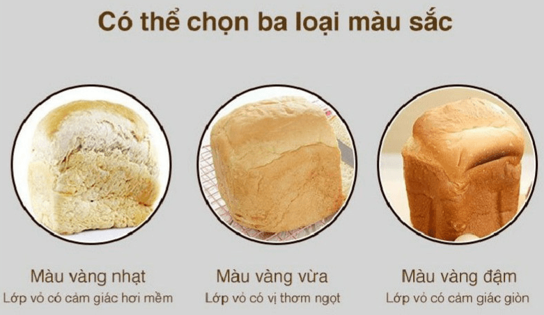 Máy làm bánh mì Tiross có thể chọn màu sắc bánh