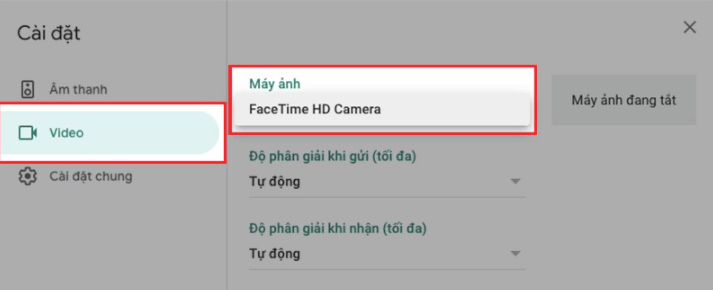 Thay đổi tùy chọn camera trên Google Meet