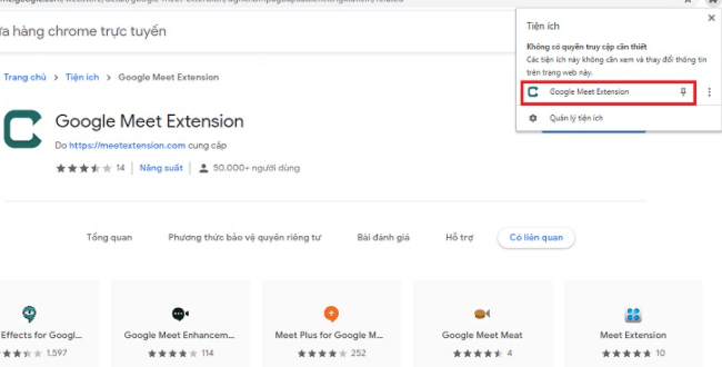 Cách tải Google Meet thông qua trang Chrome Extension