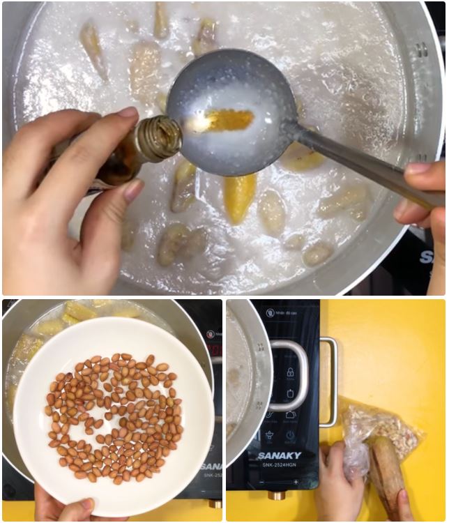 Cách nấu chè chuối bột báng khoai lang