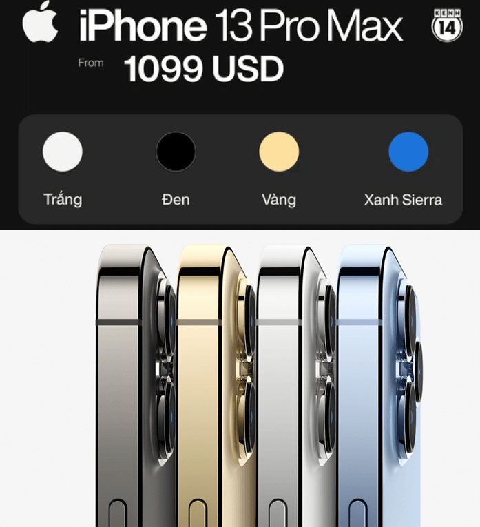 iPhone 13 Pro Max có 4 màu