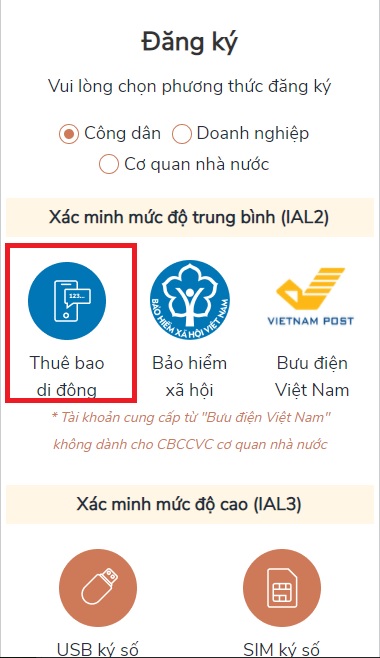 Cách đăng ký Cổng Dịch vụ công Quốc gia